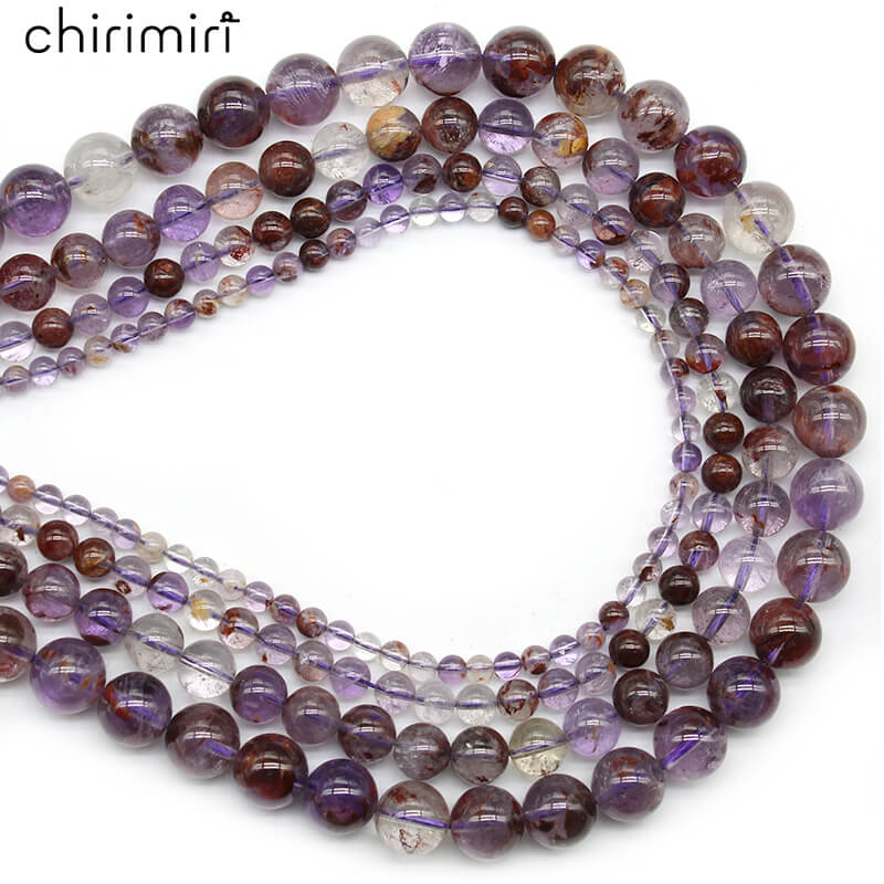 Natural stone purple ghost round beads DIY hand-woven bracelet