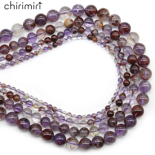Natural stone purple ghost round beads DIY hand-woven bracelet
