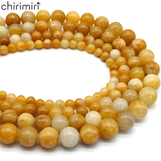 Natural yellow aventurine loose beads round beads DIY hand-woven