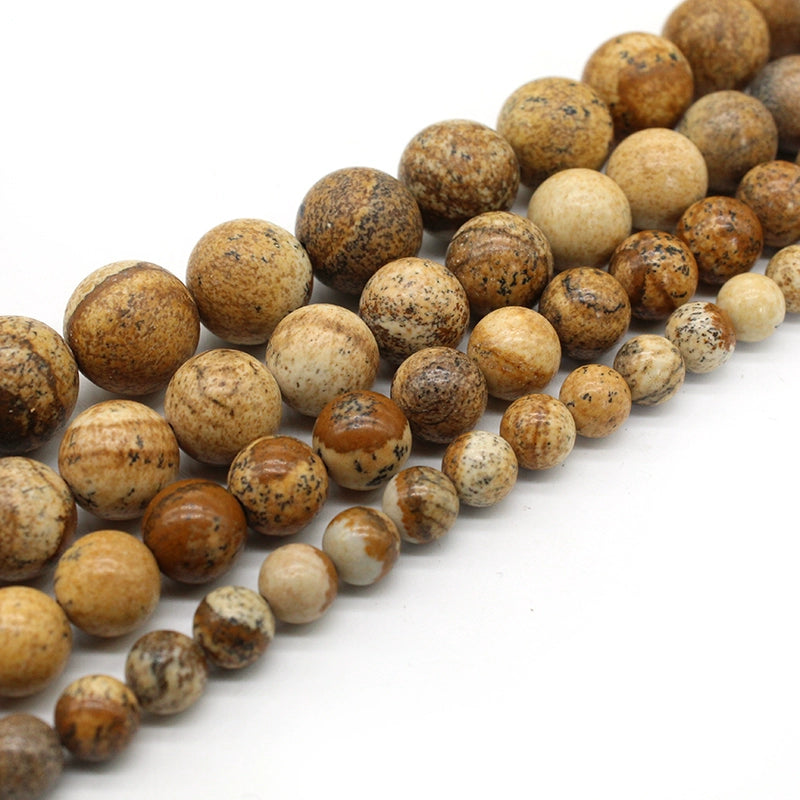 Natural picture stone loose beads DIY hand-woven materials
