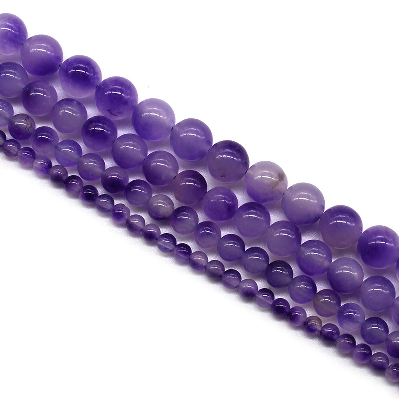 Purple floating flower chalcedony loose beads bracelet