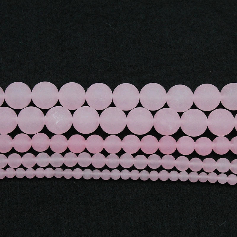 Light pink chalcedony semi-finished DIY handmade crystal beads