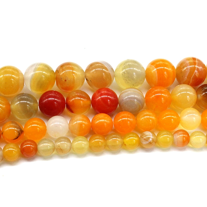 Orange-red line agate loose beads DIY hand-woven crystal