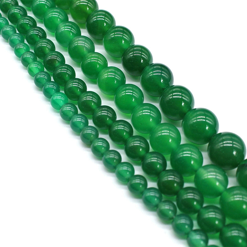 Natural green agate loose beads DIY hand-woven bracelet
