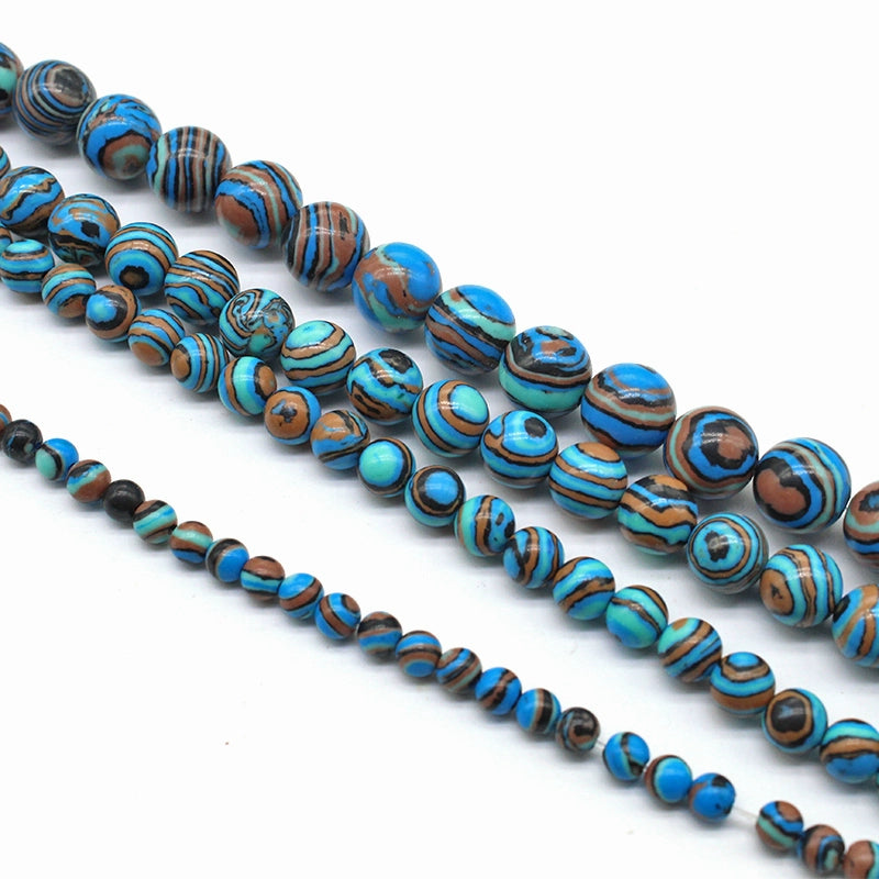 Synthetic blue malachite round beads crystal agate DIY hand-woven materials