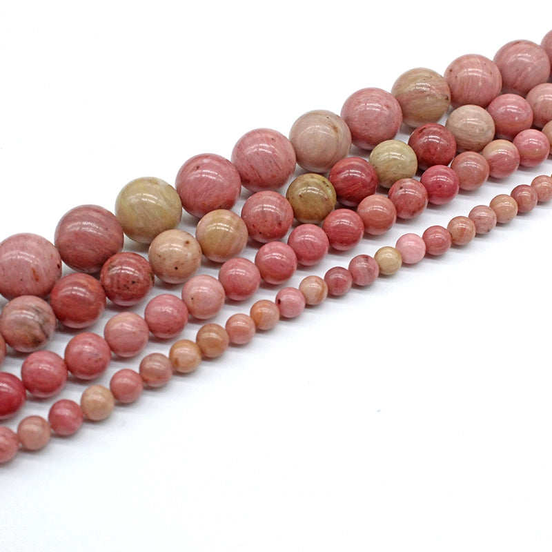 Natural rhodochrosite loose round beads DIY hand-woven crystal