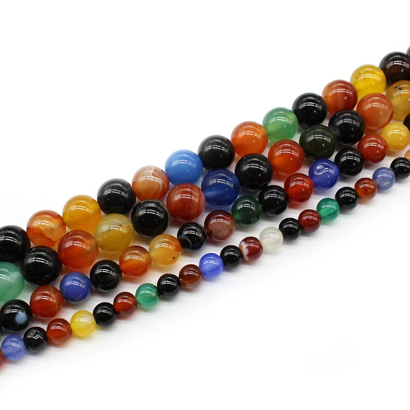 Colorful mixed agate loose beads round beads DIY hand-woven material crystal