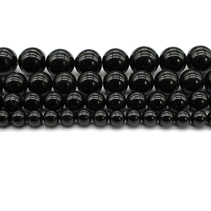 Natural black agate loose beads semi-finished necklace