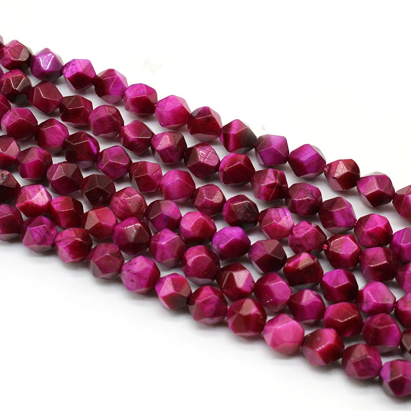 Large cut rose tiger eye loose beads necklace