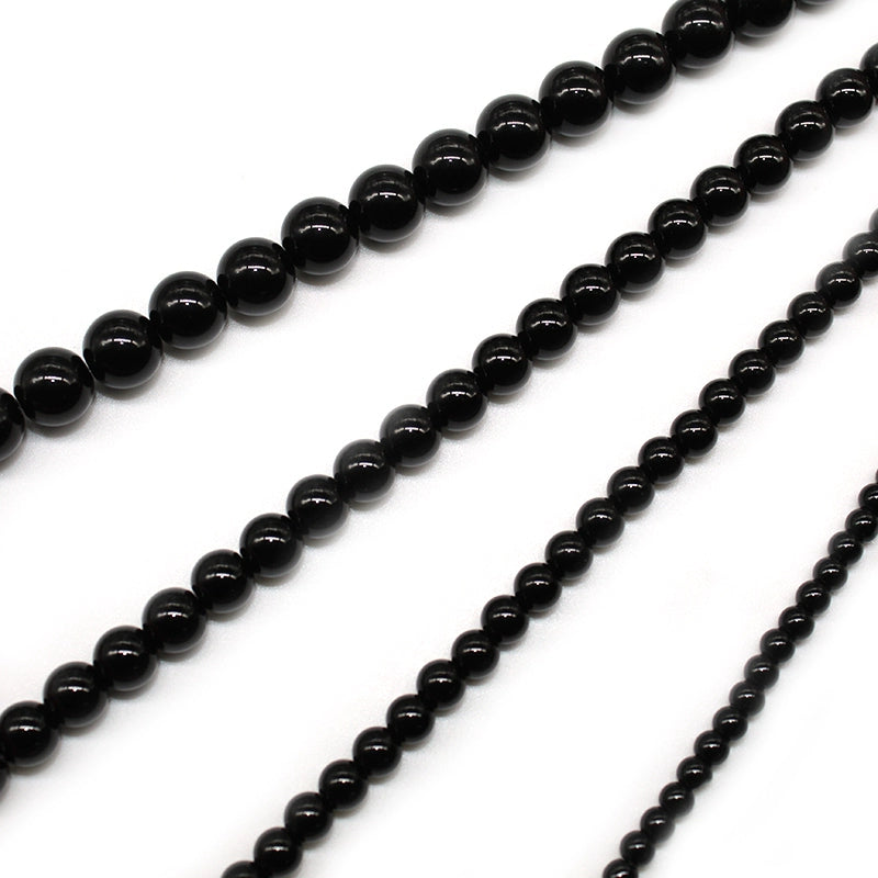 Black glass loose beads round beads DIY hand-woven bracelet