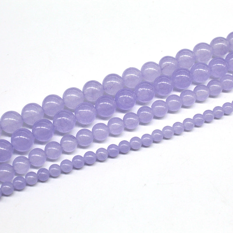 Light purple chalcedony loose beads necklace semi-finished product