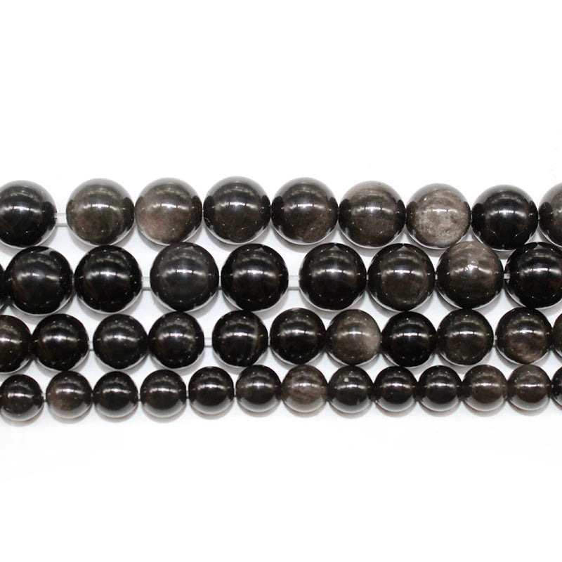 Natural silver obsidian colored obsidian loose beads