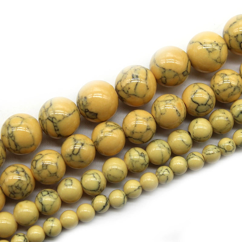 Synthetic yellow turquoise loose beads necklace