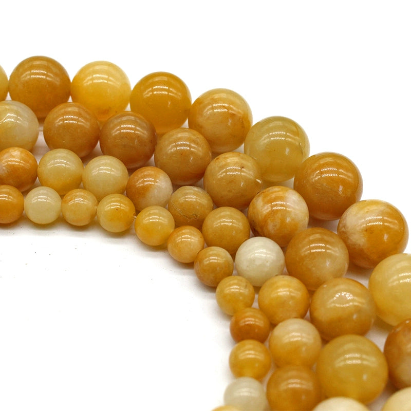 Natural yellow aventurine loose beads round beads DIY hand-woven