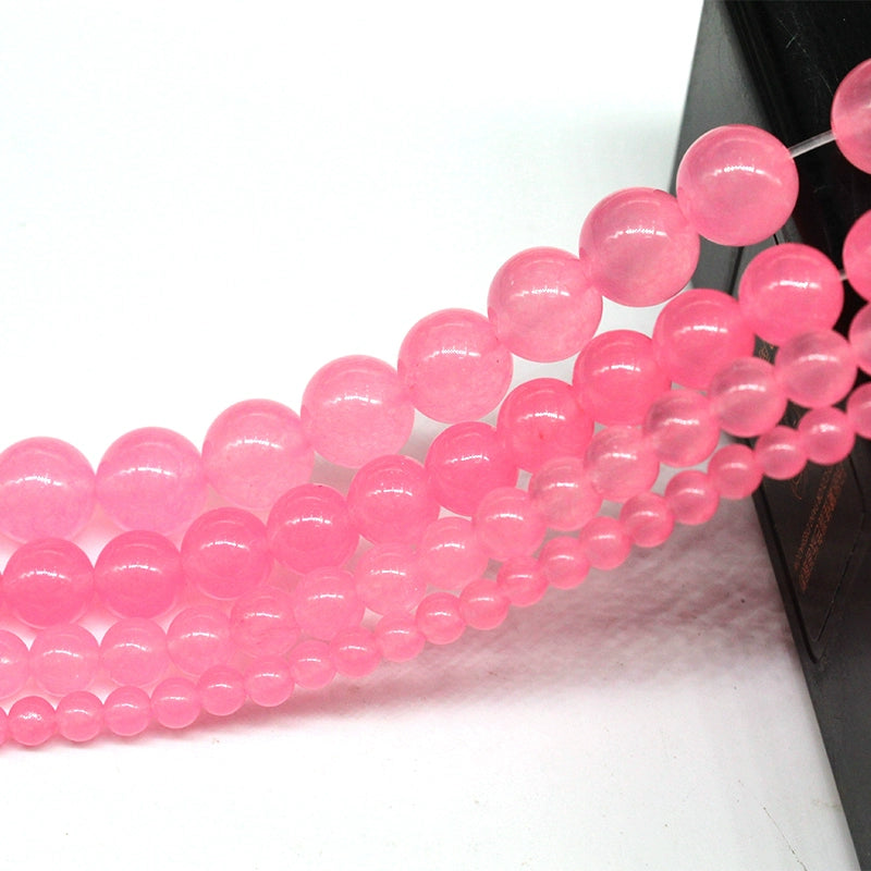 Dark pink chalcedony loose beads crystal jade semi-finished DIY handmade beads