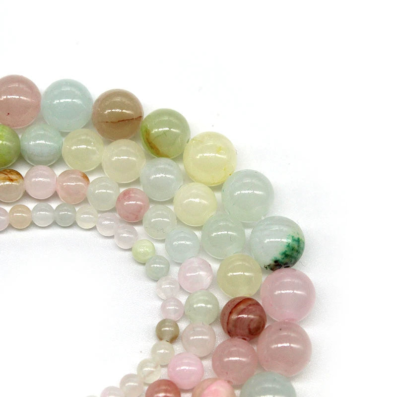 Colorful green jade round bead necklace semi-finished product
