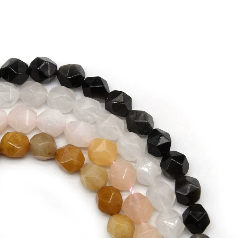 Large cut silver obsidian white chalcedony pink aventurine yellow aventurine loose beads bracelet
