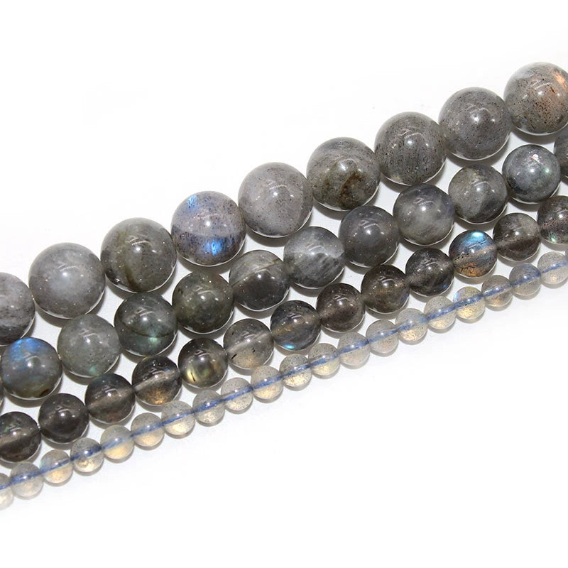 Natural Gray Moonstone Labradorite Blue Light Beads