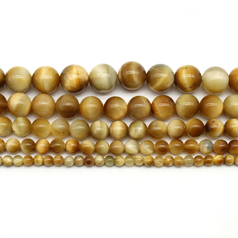 Gold tiger eye stone loose beads diy hand-woven materials