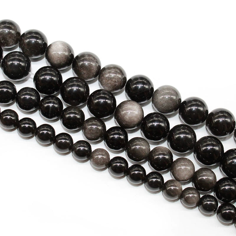 Natural silver obsidian colored obsidian loose beads