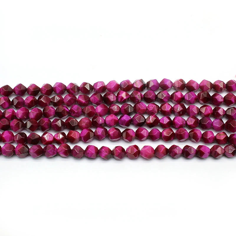 Large cut rose tiger eye loose beads necklace