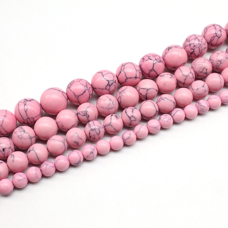 Synthetic pink turquoise loose beads and round beads DIY hand-woven materials