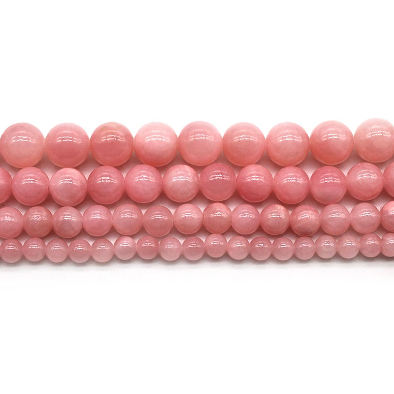 Pink beige jade loose beads DIY handmade materials