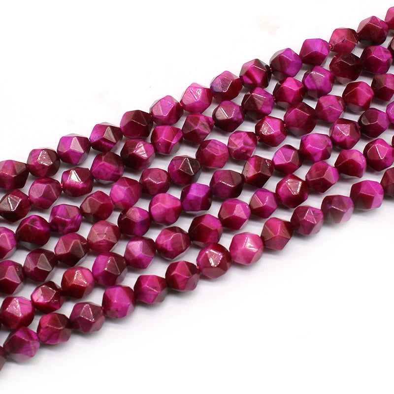Large cut rose tiger eye loose beads necklace