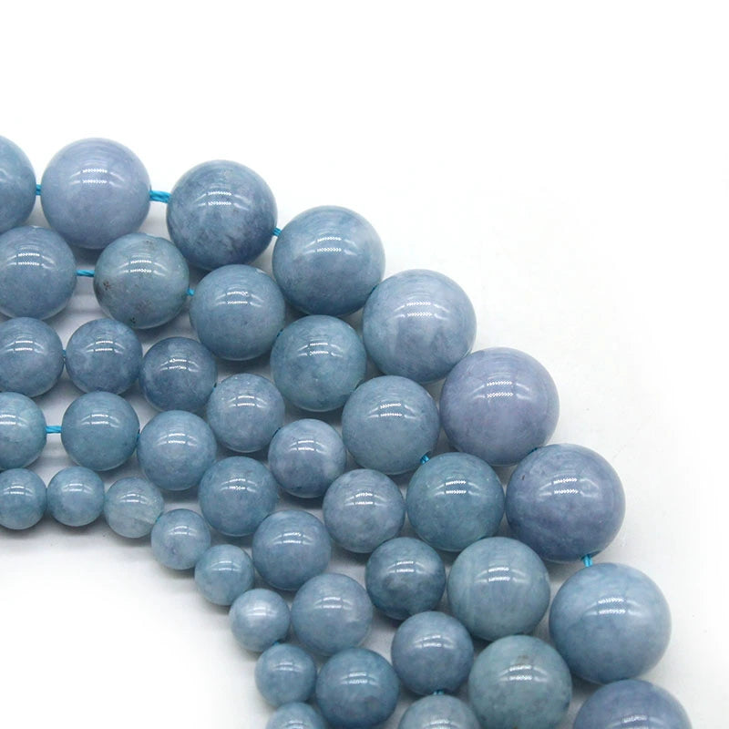 Aquamarine loose beads DIY hand-woven materials