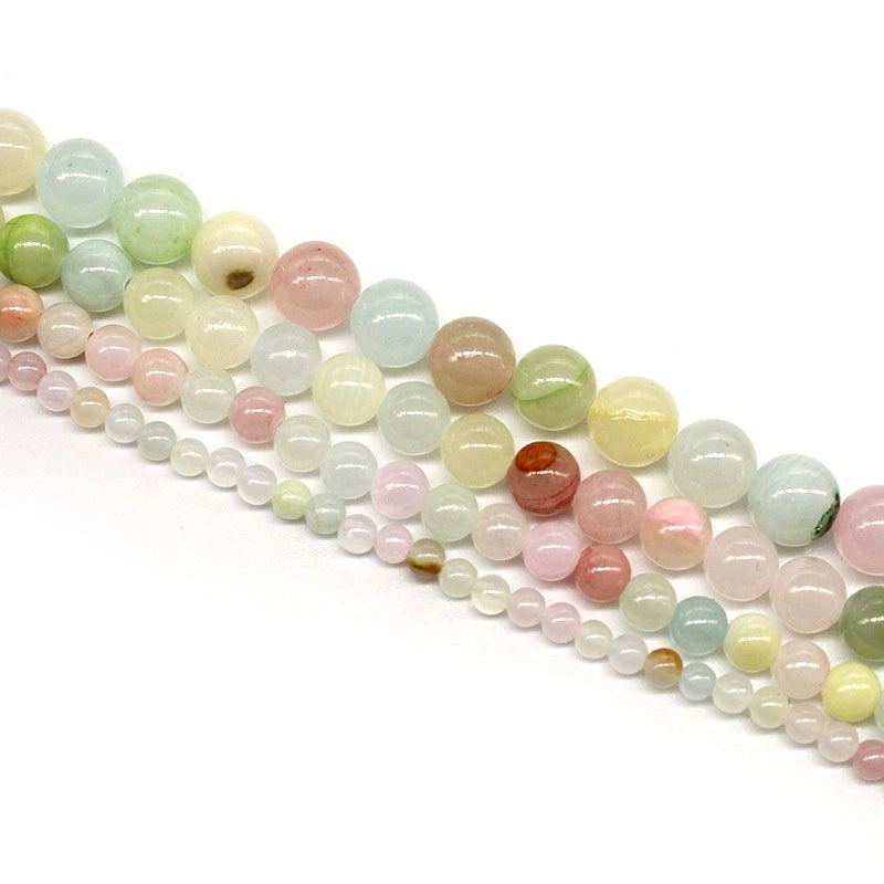 Colorful green jade round bead necklace semi-finished product