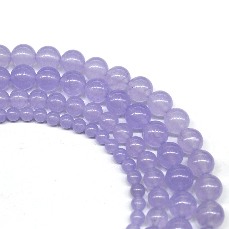 Light purple chalcedony loose beads necklace semi-finished product