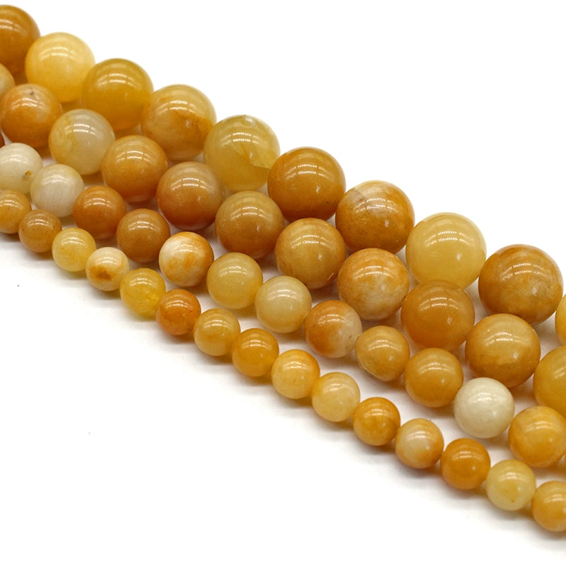 Natural yellow aventurine loose beads round beads DIY hand-woven