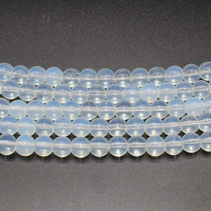 Synthetic opal round bead necklace semi-finished product