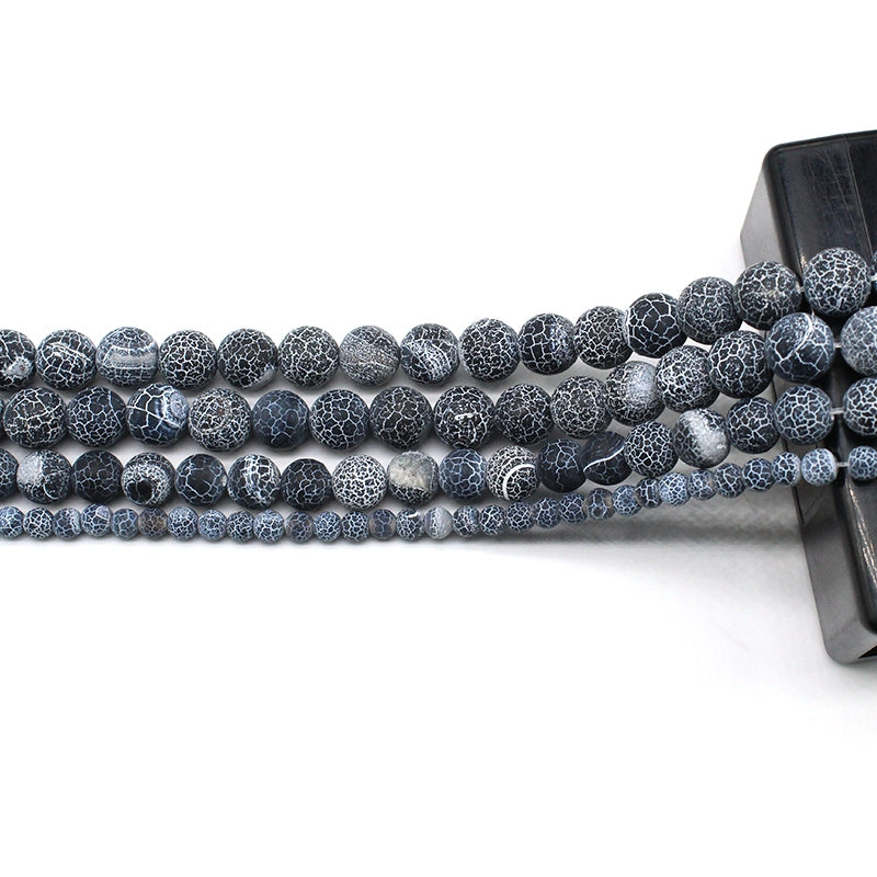 Black weathered agate loose beads DIY hand-woven