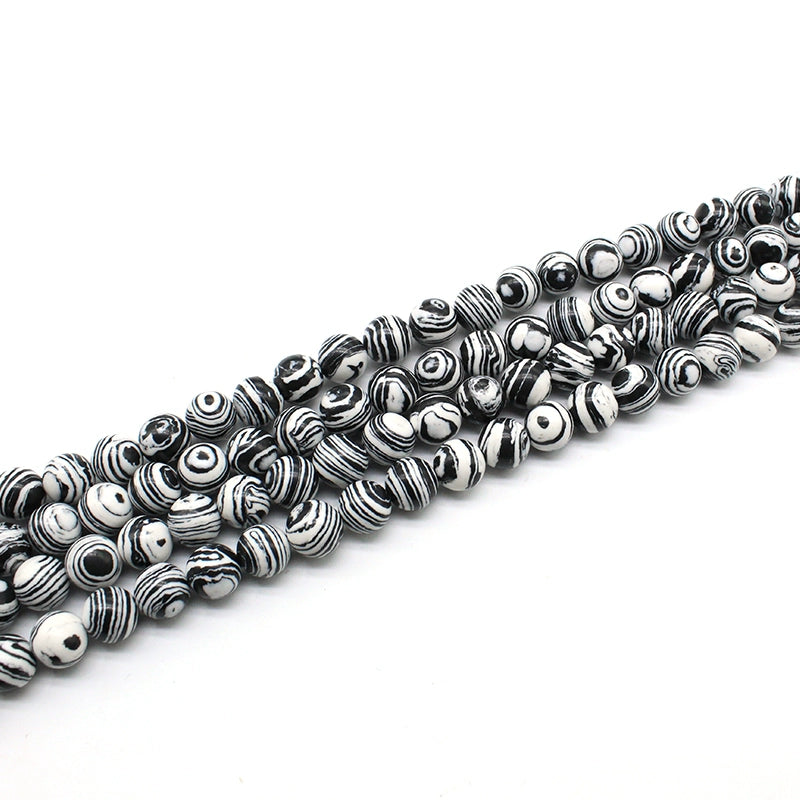 Synthetic Black And White Malachite Sparse Beads Diy Hand-Woven Men And Women Bracelets Semi-Finished Beaded Jewelry Materials