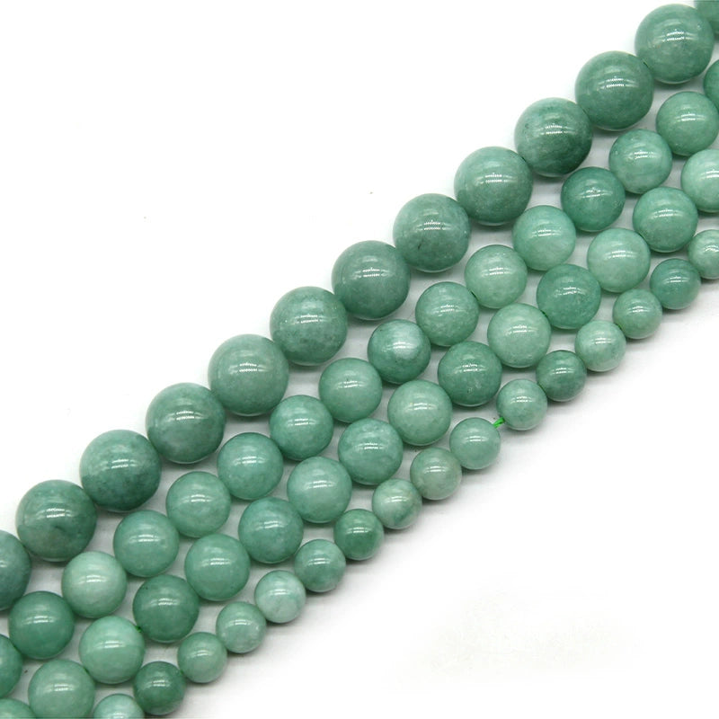 Natural stone bean green jade loose beads DIY hand-woven crystal