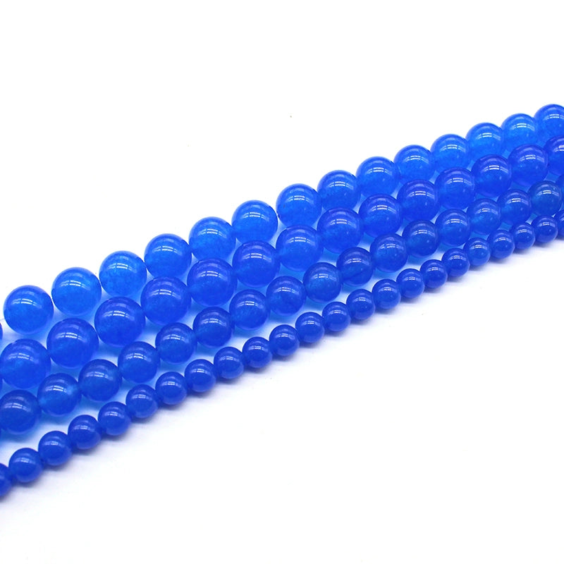 Blue chalcedony crystal fish round beads semi-finished DIY handmade beads