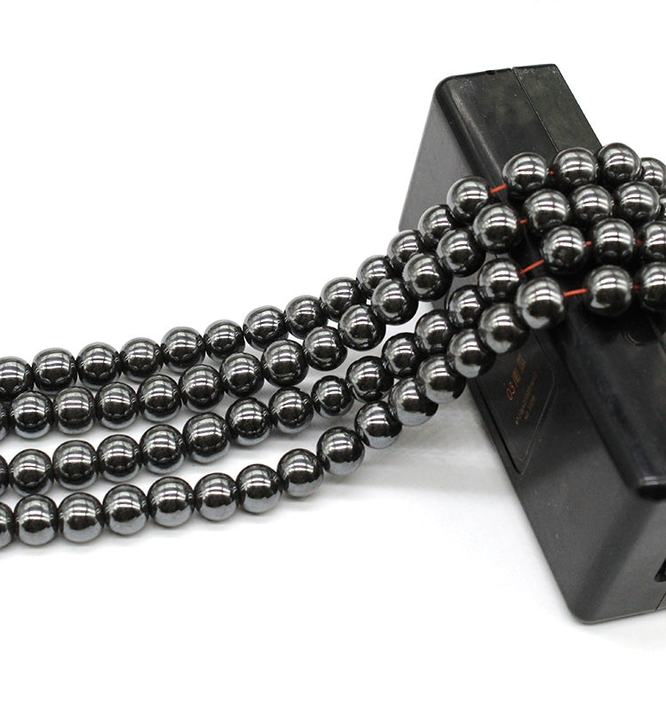 Natural iron ore black gallstone round beads crystal agate DIY hand-woven materials