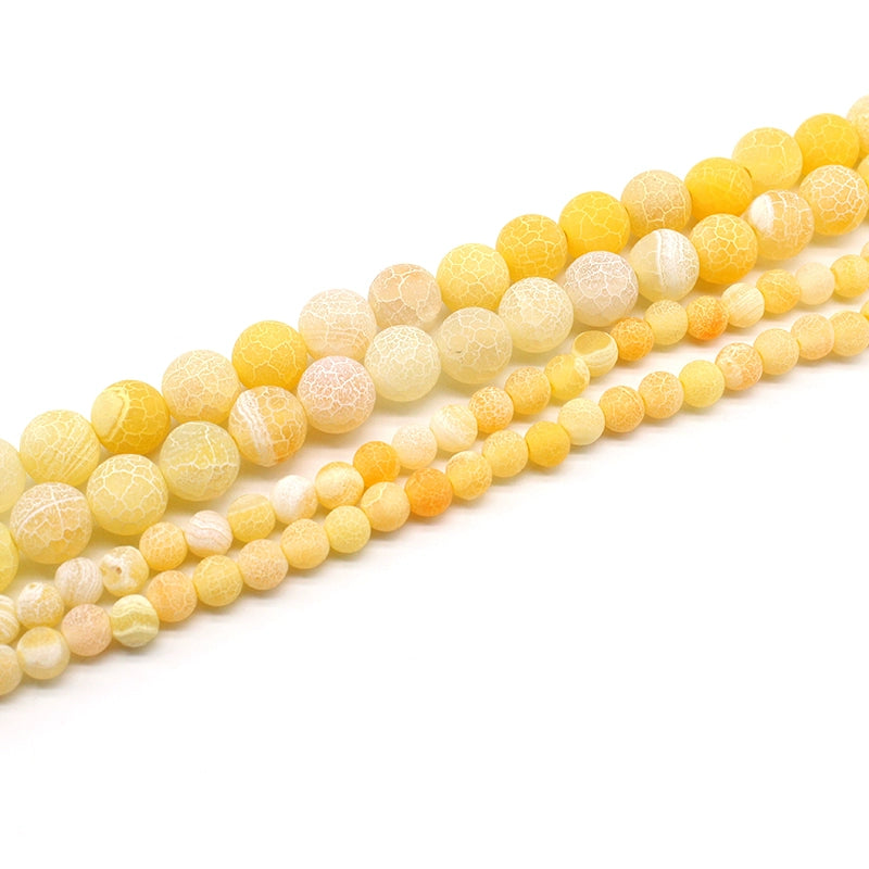 Yellow weathered agate loose beads diy hand-woven crystal