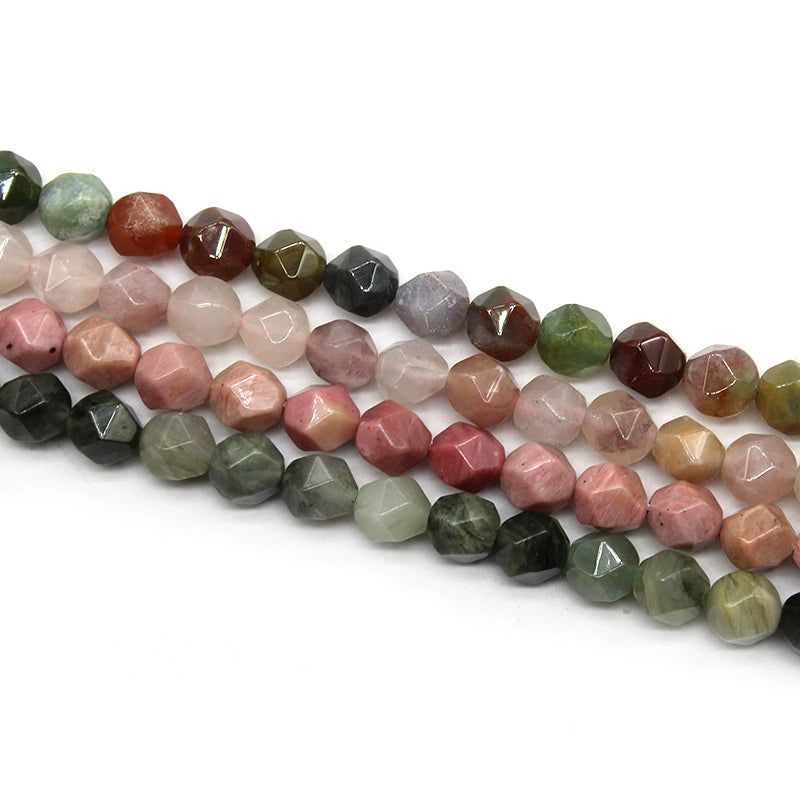 Large cut green straw stone red stone Indian agate violet stone loose beads