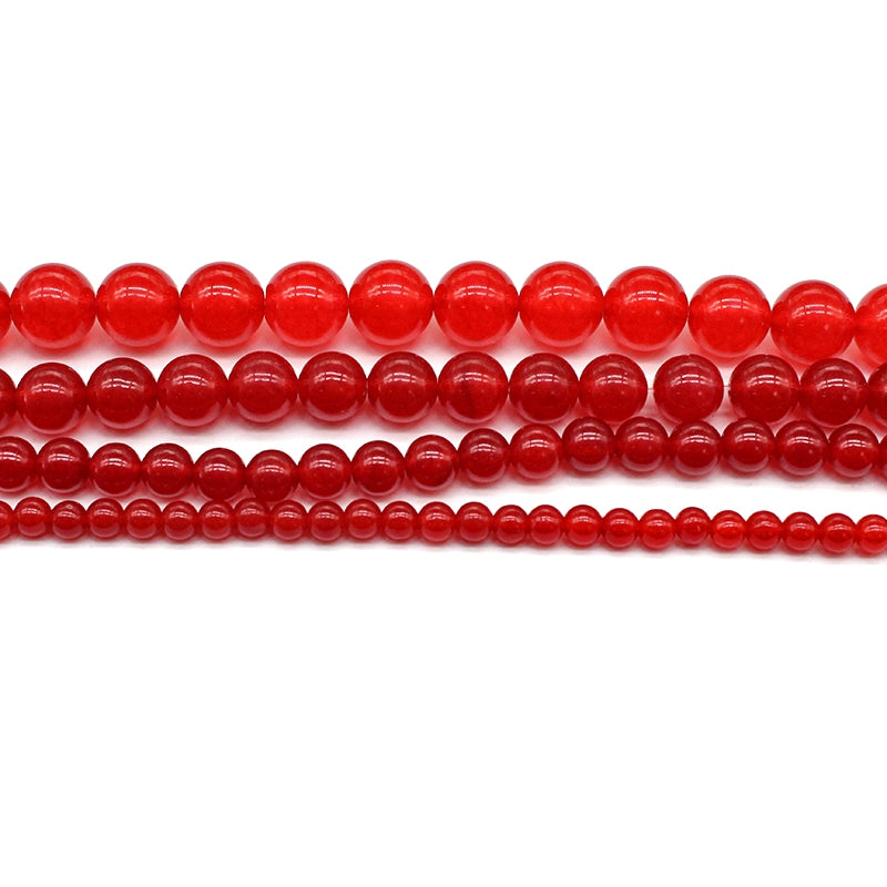 Red chalcedony round beads DIY handmade weaving materials