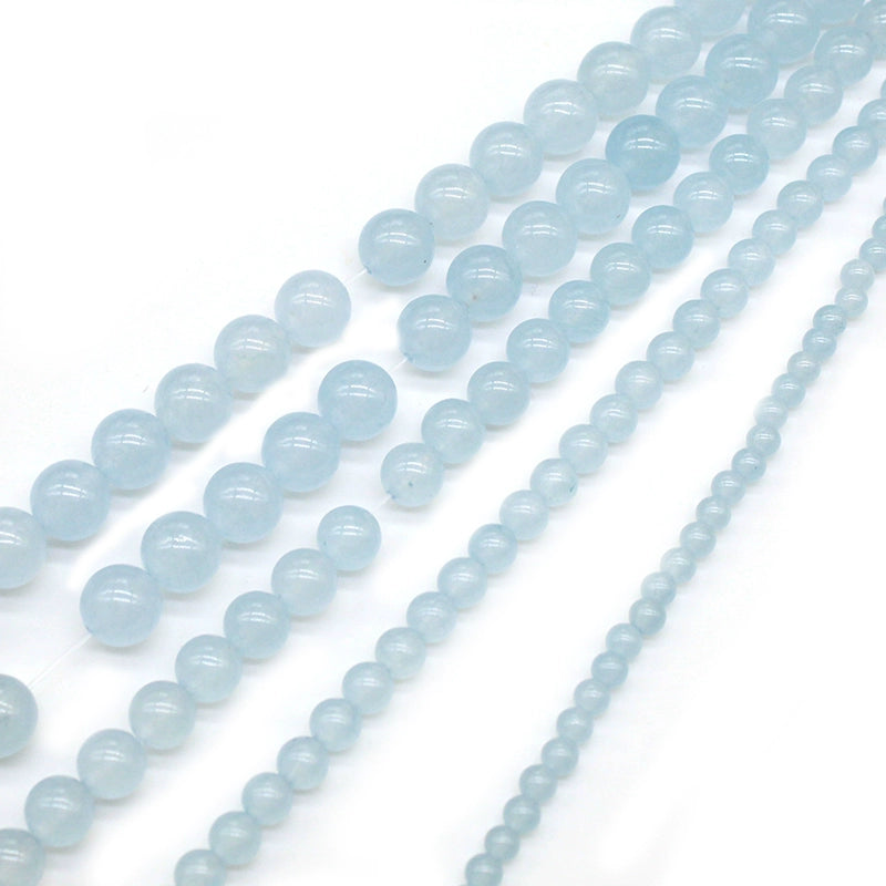 Light gray blue chalcedony loose bead necklace semi-finished product