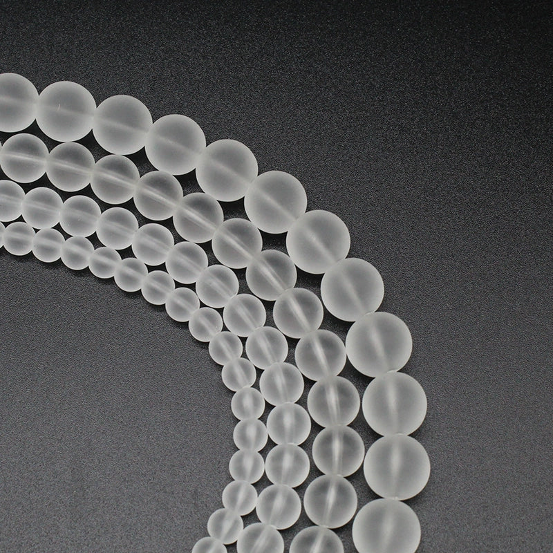 Frosted matte white glass loose beads DIY hand-woven materials