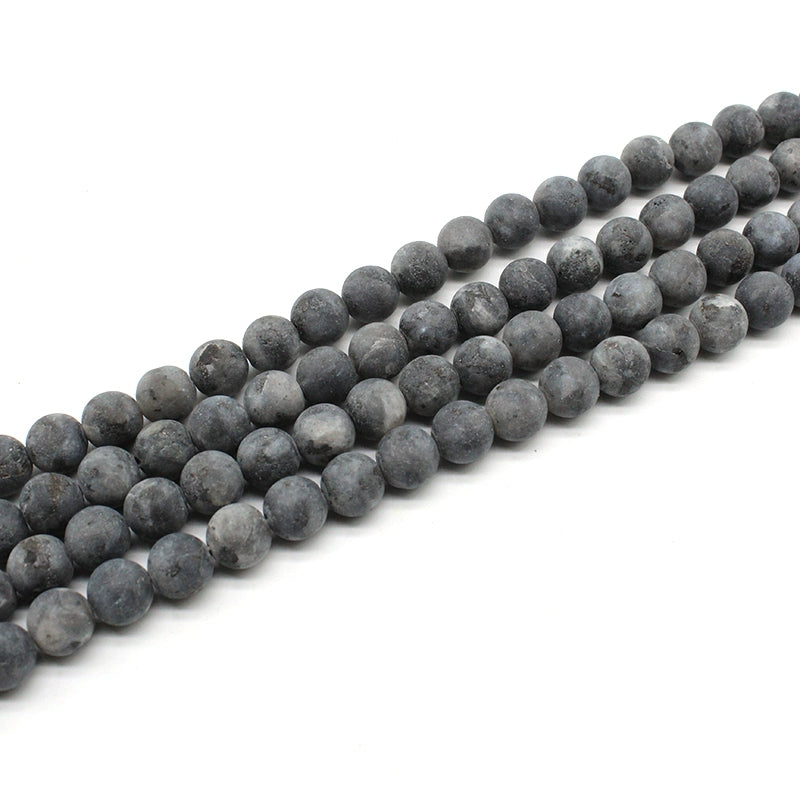 Natural matte matte black glitter stone loose beads