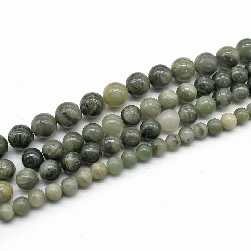 Natural green straw stone loose beads round beads DIY hand-woven material