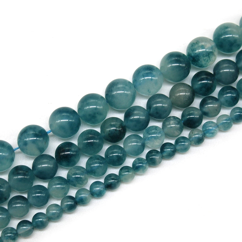 Blue floating flower chalcedony loose beads DIY handmade bracelet