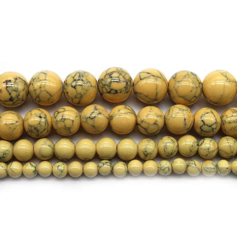 Synthetic yellow turquoise loose beads necklace
