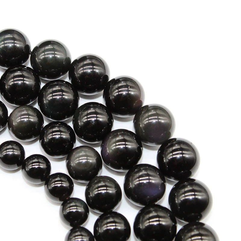 Natural stone color obsidian loose beads DIY hand-woven materials crystal