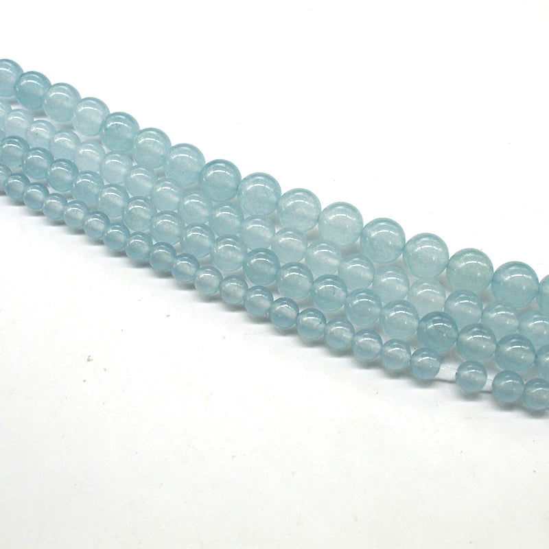 Light gray blue chalcedony loose bead necklace semi-finished product