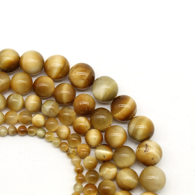 Gold tiger eye stone loose beads diy hand-woven materials